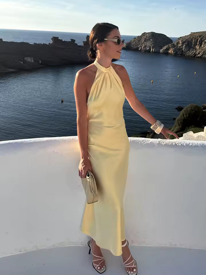 Vestido Seda Dorada