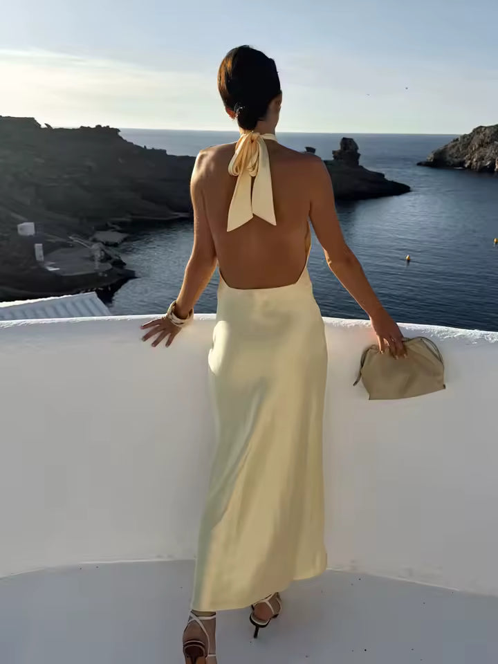 Vestido Seda Dorada