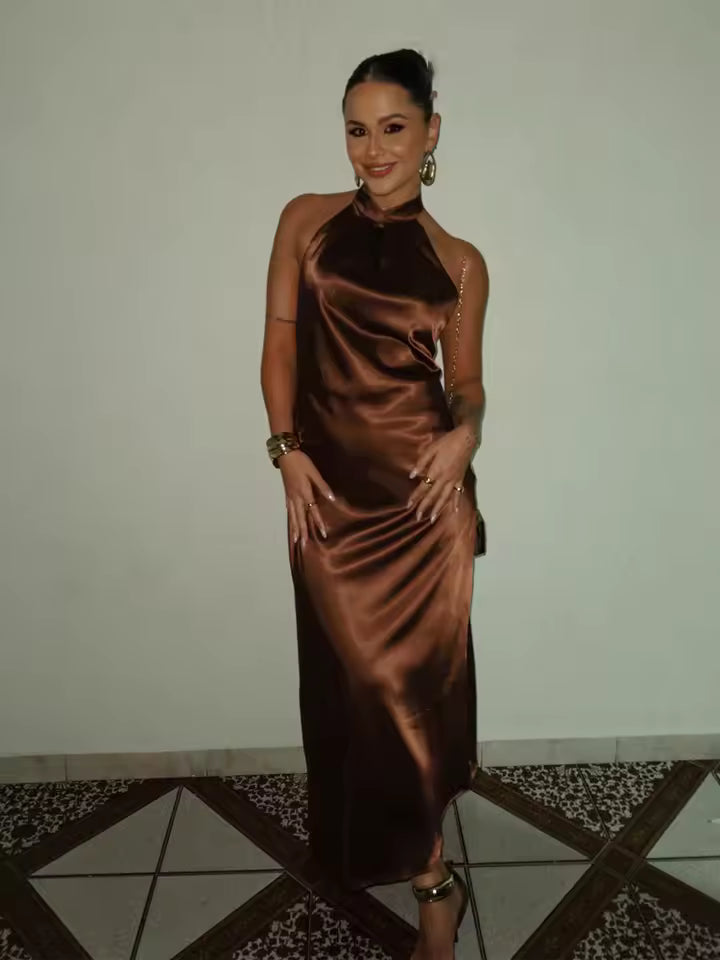 Vestido Seda Dorada