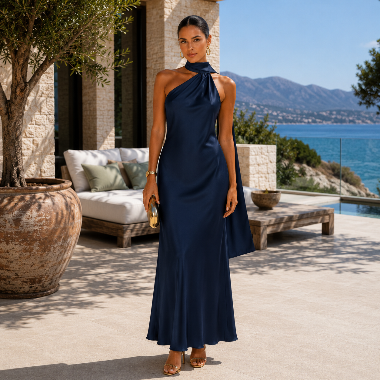Vestido Elina – Elegancia Satinada que Deslumbra de Noche